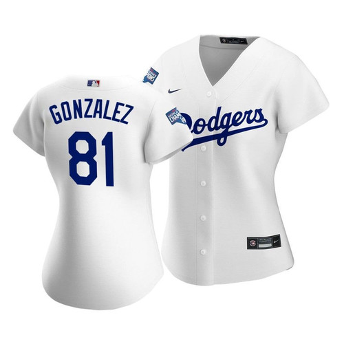 Dodgers Victor Gonzalez #81 2020 World Series Champions White Home Women's Replica Jersey