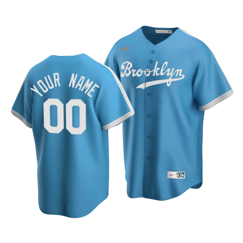 Men's Los Angeles Dodgers Custom #00 Cooperstown Collection Light Blue Alternate Jersey