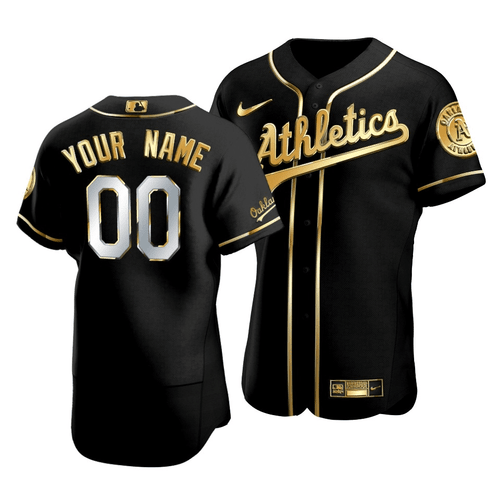 Men's Oakland Athletics Custom #00 Golden Edition Black Jersey