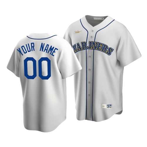 Men's Seattle Mariners Custom #00 Cooperstown Collection White Home Jersey