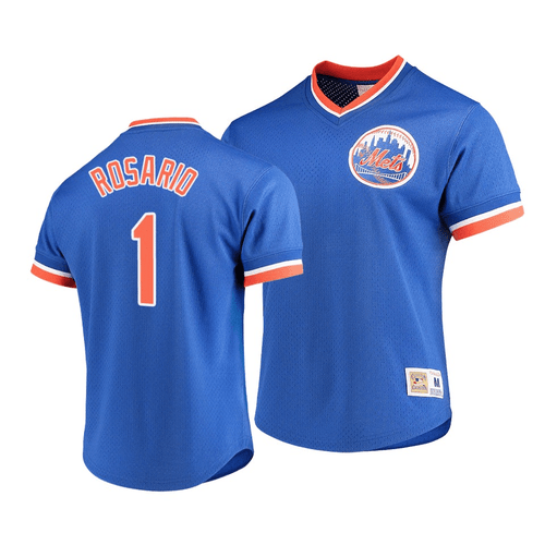 Men's New York Mets Amed Rosario #1 Cooperstown Collection Mesh V-Neck Jersey Royal , MLB Jersey