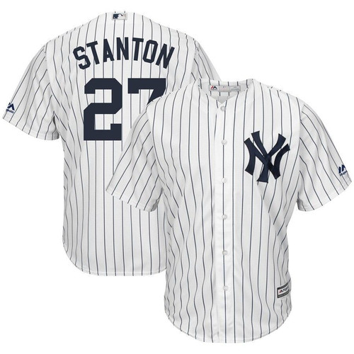 Giancarlo Stanton New York Yankees Majestic Home Big And Tall Cool Base Player Jersey - White Navy , MLB Jersey