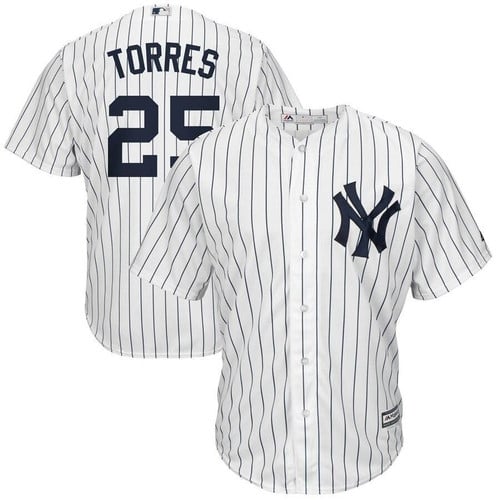 Gleyber Torres New York Yankees Majestic Home Big And Tall Cool Base Player Jersey - White Navy , MLB Jersey
