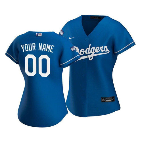 Dodgers Custom #00 2020 World Series Champions Royal Alternate Women's Replica Jersey
