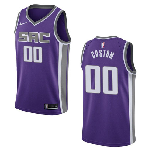 Men's Sacramento Kings #00 Custom Icon Swingman Jersey - Purple , Basketball Jersey