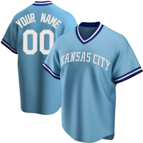 Replica Custom Youth Kansas City Royals Light Blue Road Cooperstown Collection Jersey
