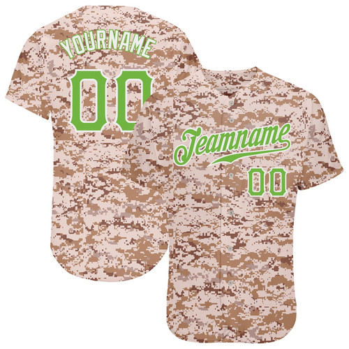 Custom Camo Neon Green-White Authentic Salute To Service Baseball Jersey