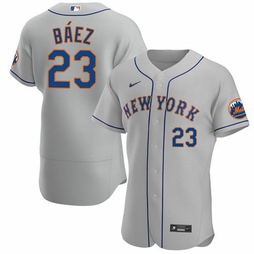 Men's New York Mets #23 Javier Baez Gray Nike Jersey