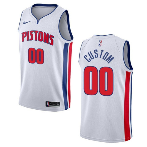 Men's Detroit Pistons #00 Custom Association Swingman Jersey - White , Basketball Jersey