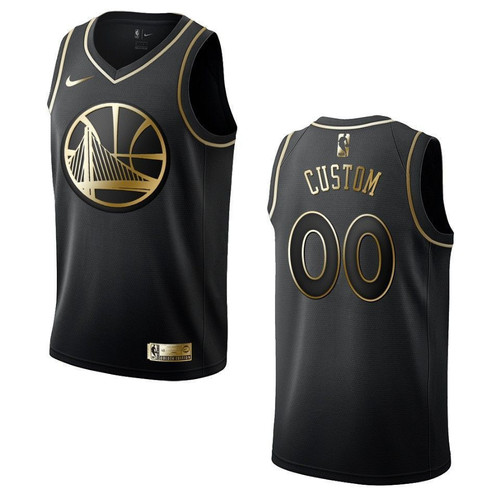 Men's Golden State Warriors #00 Custom Golden Edition Jersey - Black , Basketball Jersey