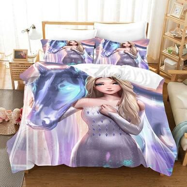 Frozen Anna Elsa Princess #23 Duvet Cover Quilt Cover Pillowcase Bedding Set Bed Linen Home Bedroom Decor , Comforter Set