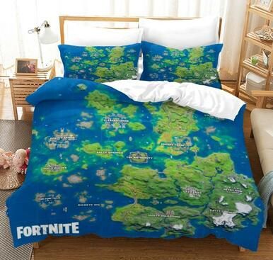 Fortnite Chapter2 Season3 Map #3 Duvet Cover Quilt Cover Pillowcase Bedding Set Bed Linen Home Bedroom Decor , Comforter Set