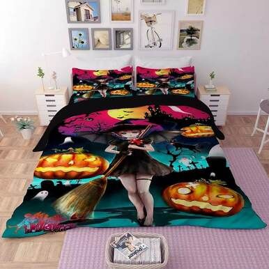 Halloween Horro Pumpkin Ghost #32 Duvet Cover Quilt Cover Pillowcase Bedding Set Bed Linen , Comforter Set