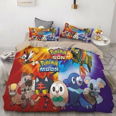 Pokemon Pikachu #37 Duvet Cover Quilt Cover Pillowcase Bedding Set Bed Linen Home Bedroom Decor , Comforter Set