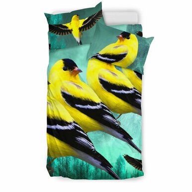 American Goldfinch Bird Art Print Bedding Set , Comforter Set