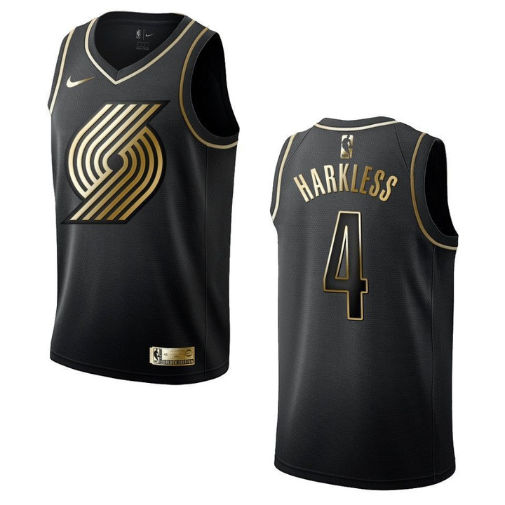 Men's Portland Trail Blazers #4 Maurice Harkless Golden Edition Jersey - Black , Basketball Jersey
