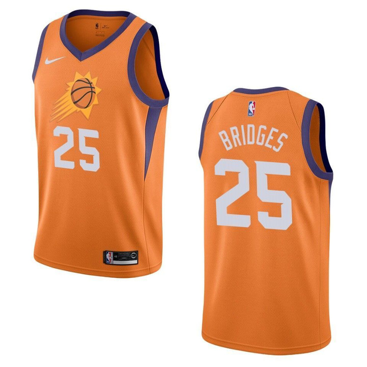 Men's Phoenix Suns #25 Mikal Bridges Statement Swingman Jersey - Orange , Basketball Jersey