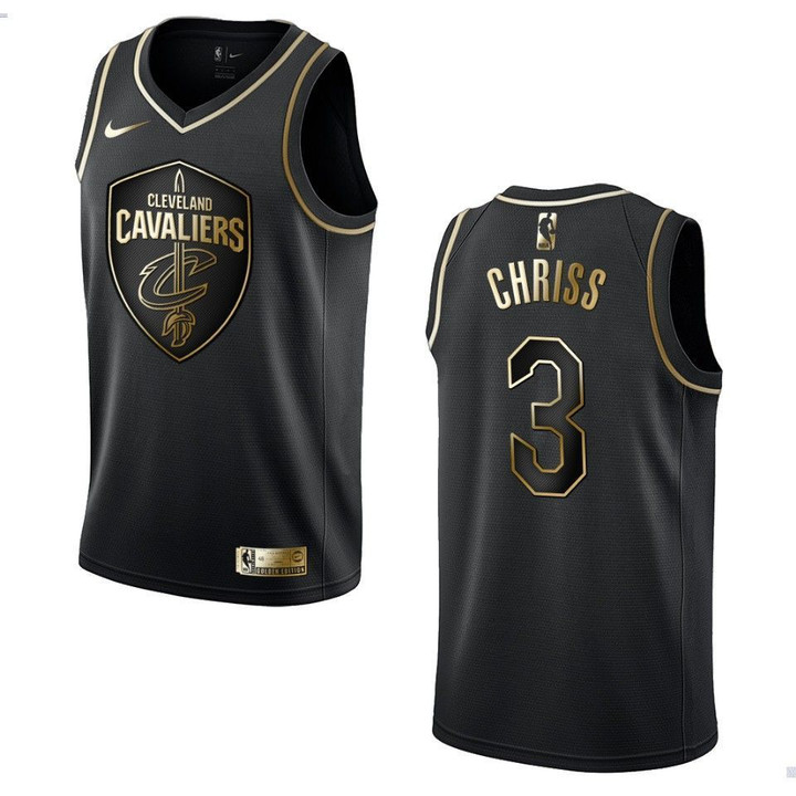Men's Cleveland Cavaliers #3 Marquese Chriss Golden Edition Jersey - Black , Basketball Jersey