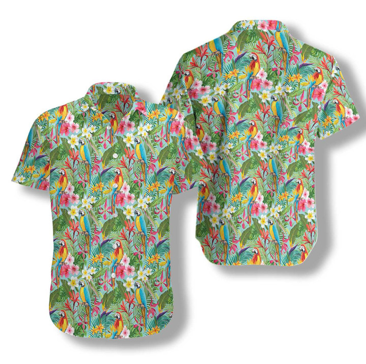 Tropical Floral Parrots Hawaiian Shirt