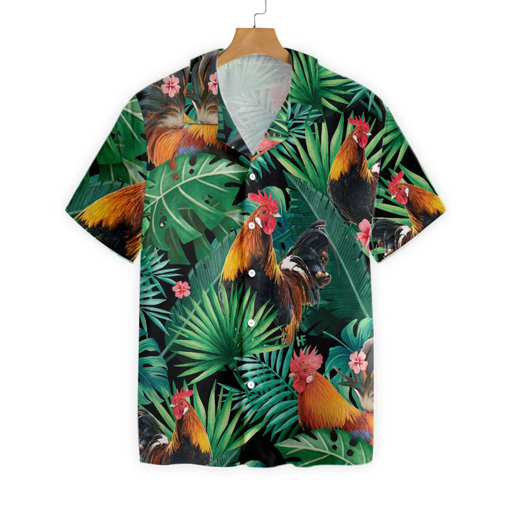 Tropical Rooster Pattern Hawaiian Shirt