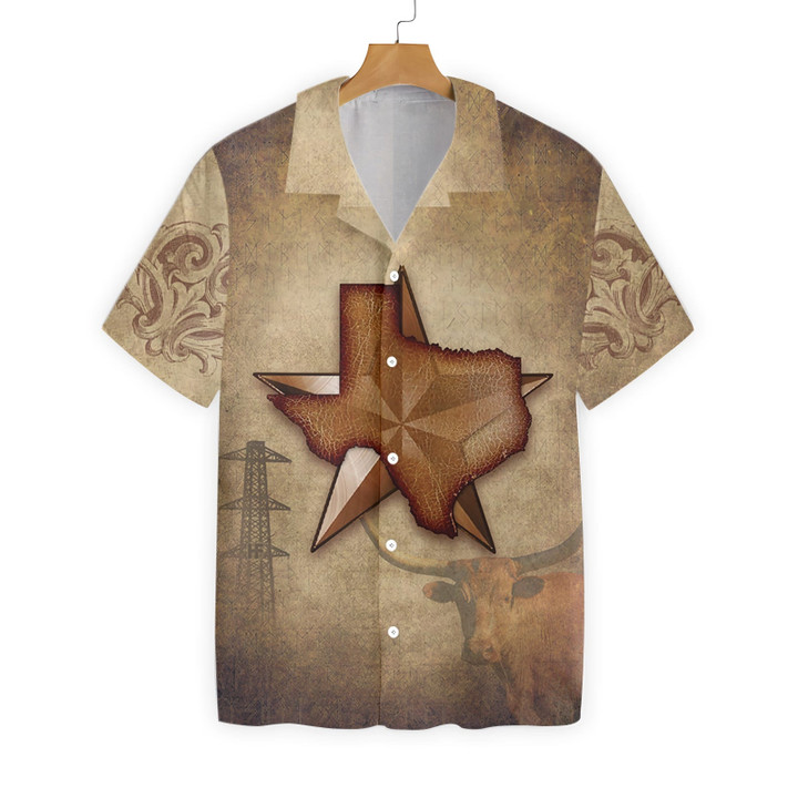 1845 The Lone Star State Texas Hawaiian Shirt For Men, Vintage Texas Longhorn Shirt, Proud Texas Shirt For Men