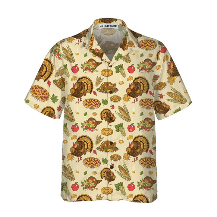 Thanksgiving Pattern Hawaiian Shirt, Fall Vibe Thanksgiving Shirt, Gift For Thanksgiving Day
