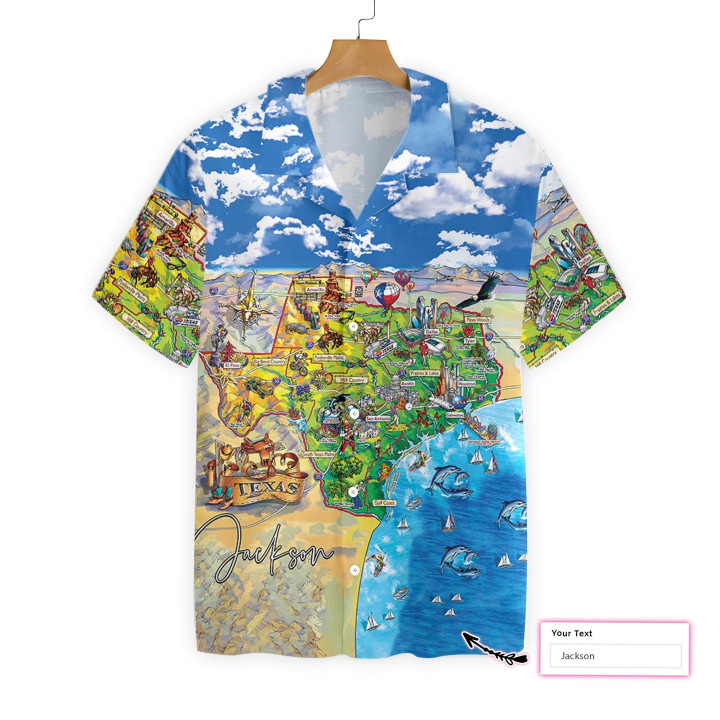 Beach Travel Custom Texas Hawaiian Shirt, Personalized Texas State Map Pattern Shirt, Texas Home Shirt For Men