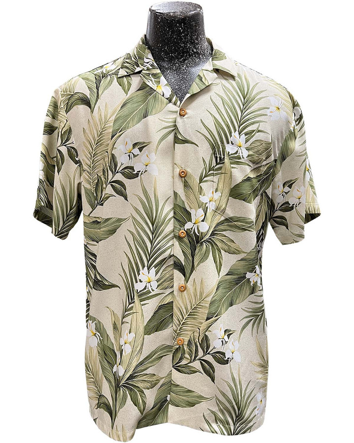 White Ginger Khaki Hawaiian Shirt