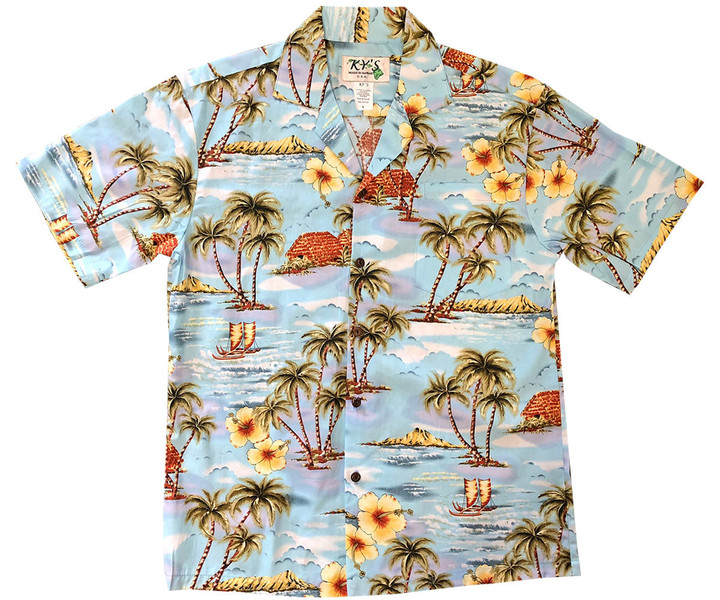 Sailboat Hut Blue Hawaiian Shirt