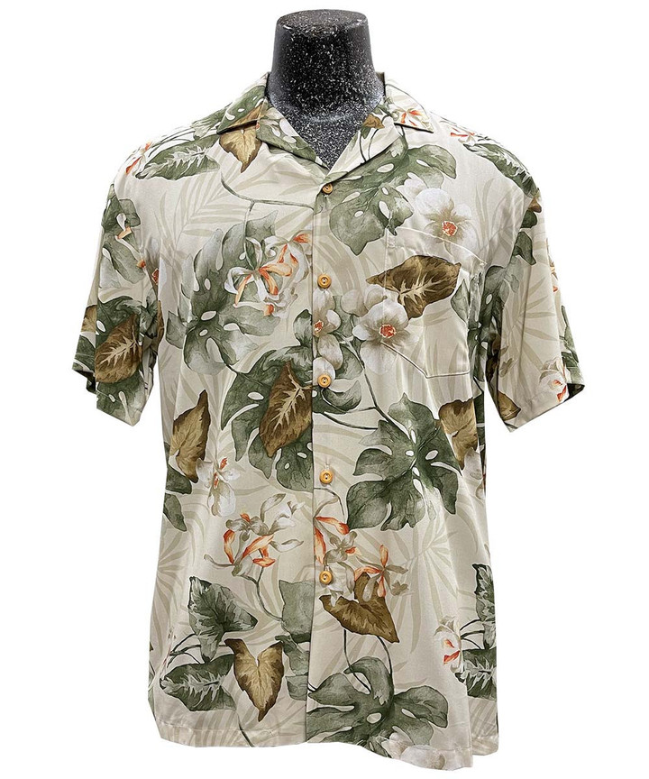 Orchids and Monstera Beige Hawaiian Shirt