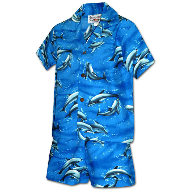 Dolphin Day Boy's Hawaiian Shirt and Shorts