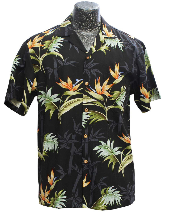 Bamboo Paradise Black Hawaiian Shirt