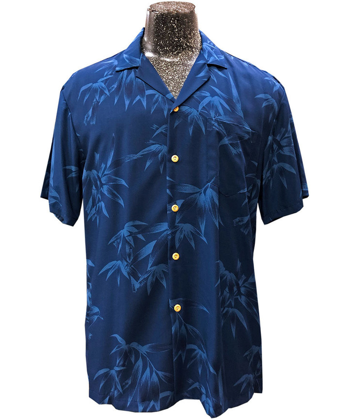 Bamboo Garden Navy Hawaiian Shirt