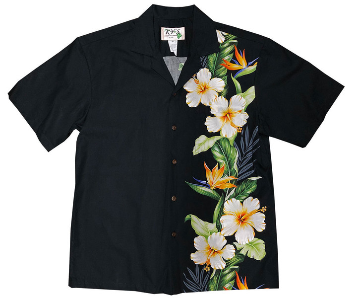 Hibiscus Paradise Black Hawaiian Shirt