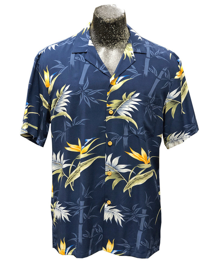 Bamboo Paradise Navy Hawaiian Shirt