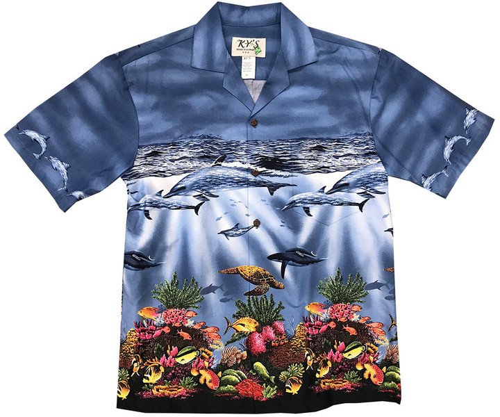 Colorful Reef Blue Hawaiian Shirt