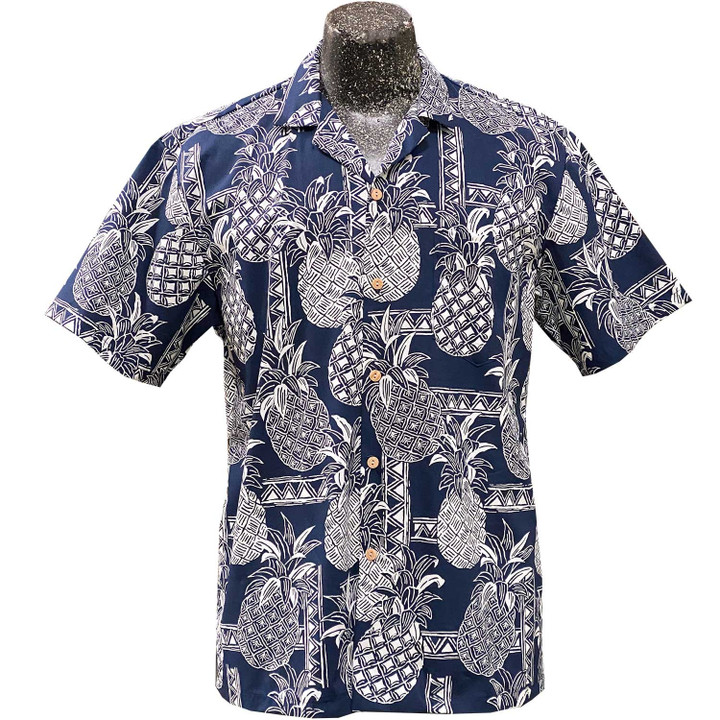 Party Time Pineapple Navy Hawaiian Shirt