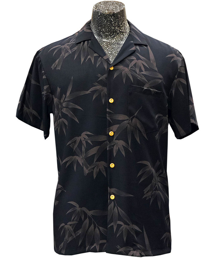 Bamboo Garden Black Hawaiian Shirt