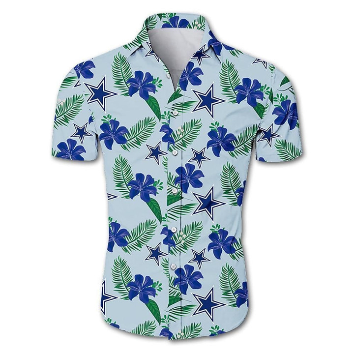Dallas cowboys tropical flower Hawaiian Shirt White Men Women Beach Wear Short Sleeve Hawaii Shirt