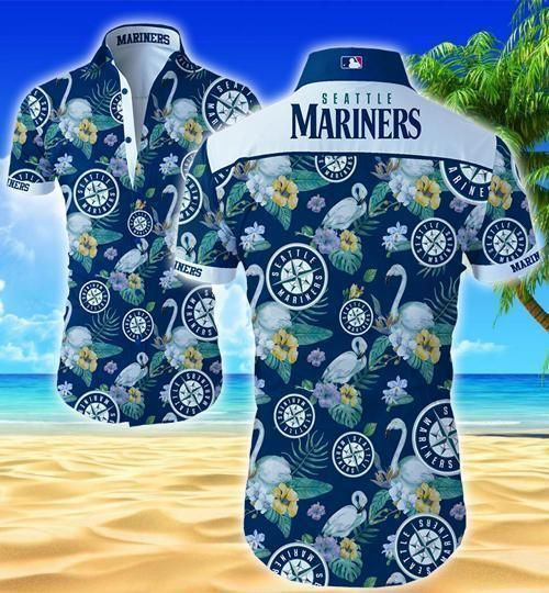 Seattle Mariners Hawaii Fit Body Shirt Summer Button Up Shirt For Men Beach Wear Short Sleeve Hawaii Shirt