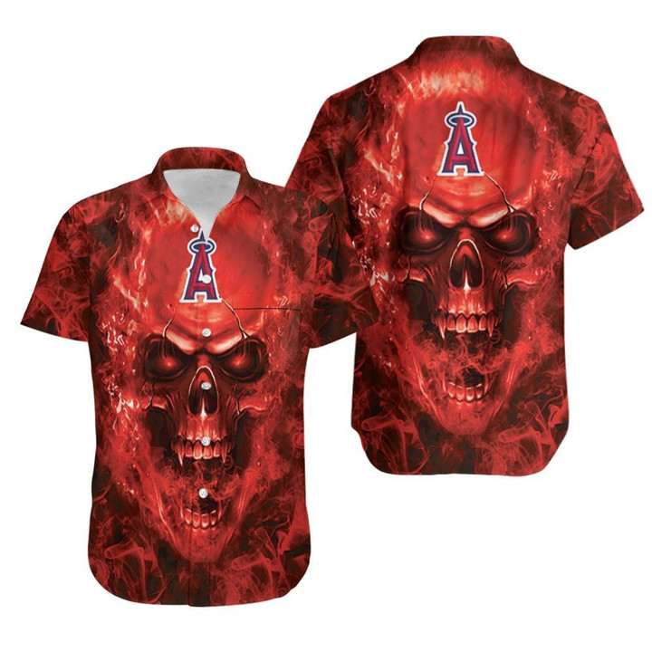 Los Angeles Angels Mlb Fan Skull Hawaiian Shirt