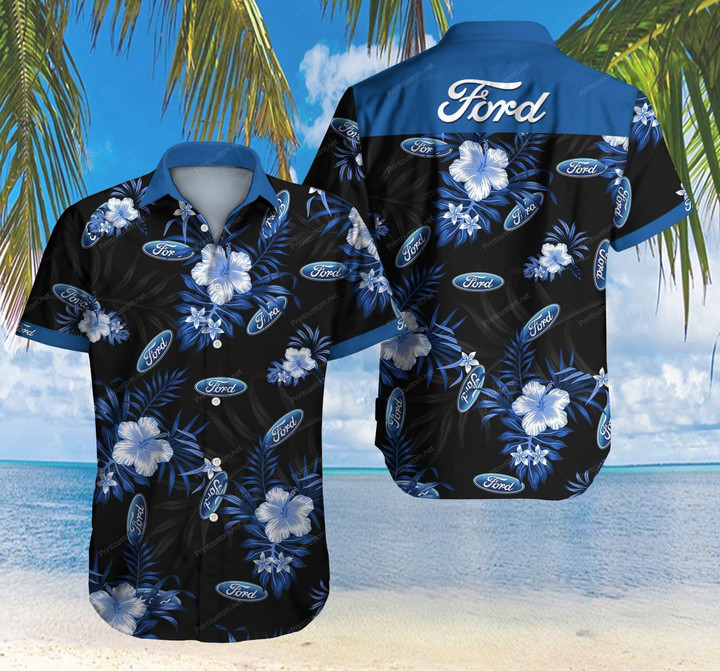 Tlmus Ford Hawaii Shirt Summer Button Up Shirt For Men Beach Wear Short Sleeve Hawaii Shirt