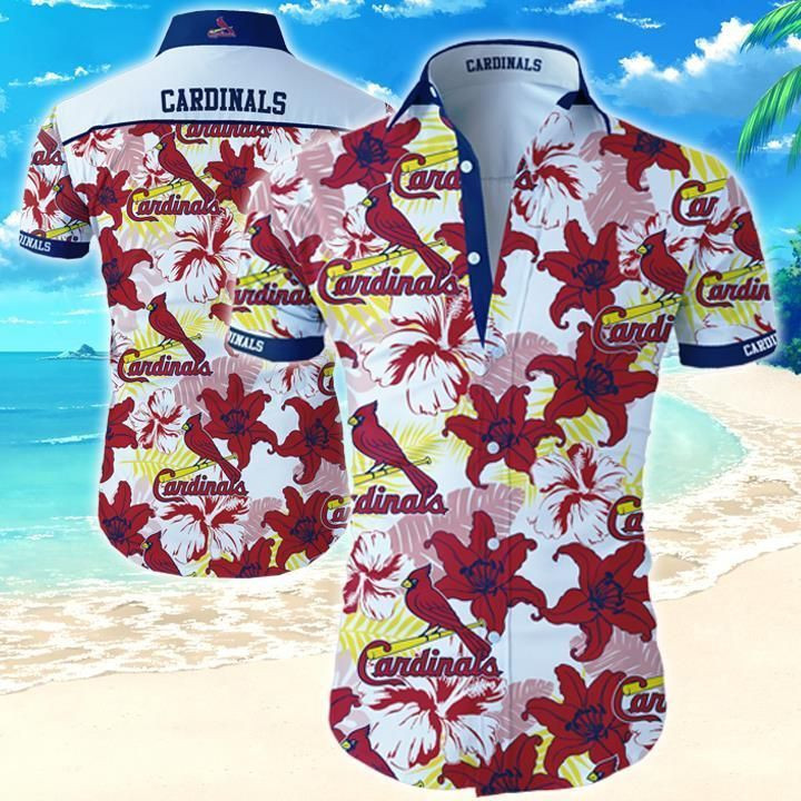 St Louis Cardinals Hawaiian Shirt Summer Button Up Shirt For Men Beach Wear Short Sleeve Hawaii Shirt