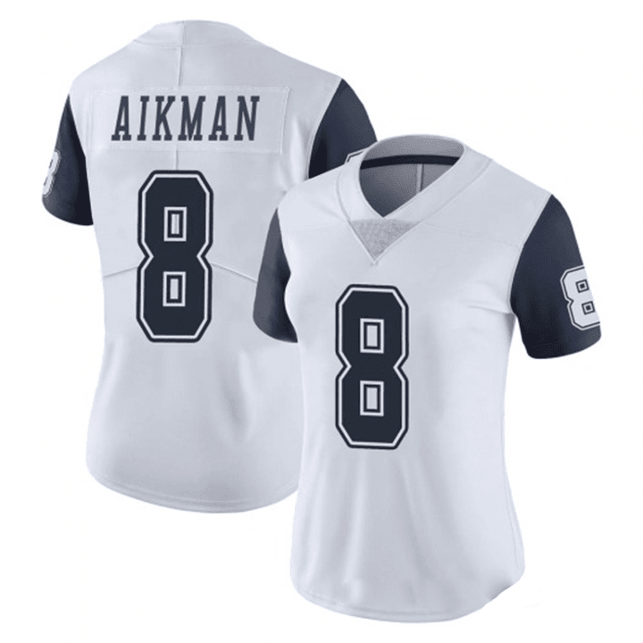 Women's Dallas Cowboys Troy Aikman #8 White Color Rush Jersey