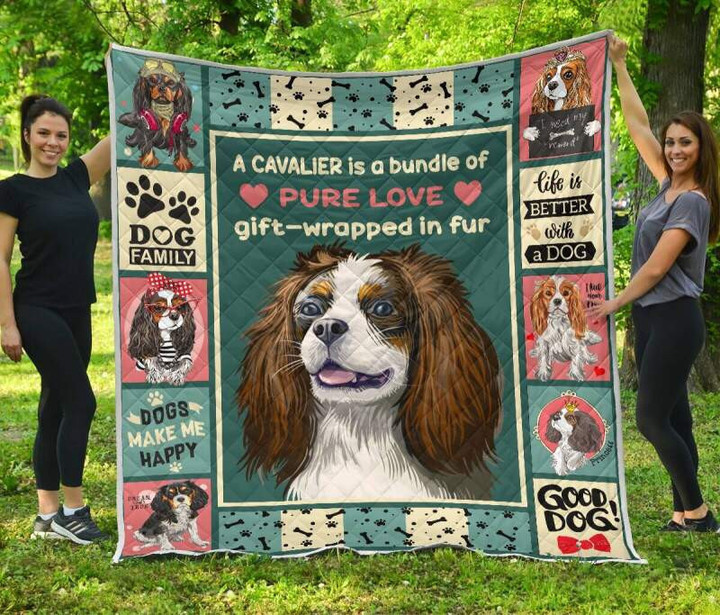 Cavalier King Love The Dog 3D Quilt Blanket Size Single, Twin, Full, Queen, King, Super King  