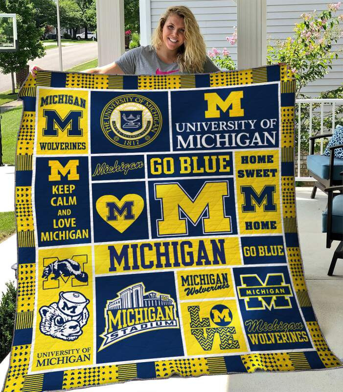 Michigan Wolverines 3D Customized Quilt Blanket Size Single, Twin, Full, Queen, King, Super King  , NCAA Quilt Blanket 
