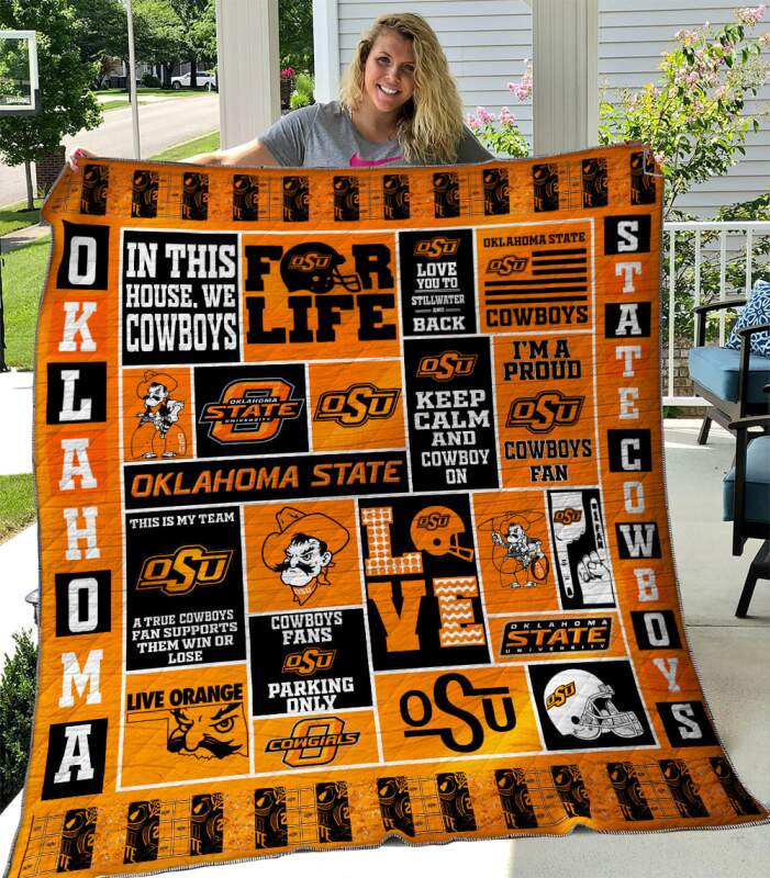 Oklahoma State Cowboys 3D Customized Quilt Blanket Size Single, Twin, Full, Queen, King, Super King   , NCAA Quilt Blanket 