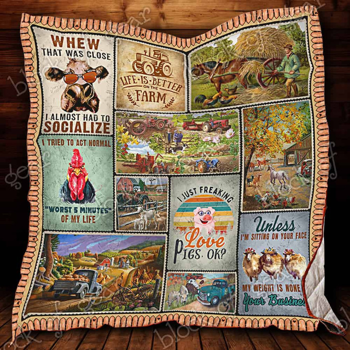 Farms Life 3D Quilt Blanket Size Single, Twin, Full, Queen, King, Super King  