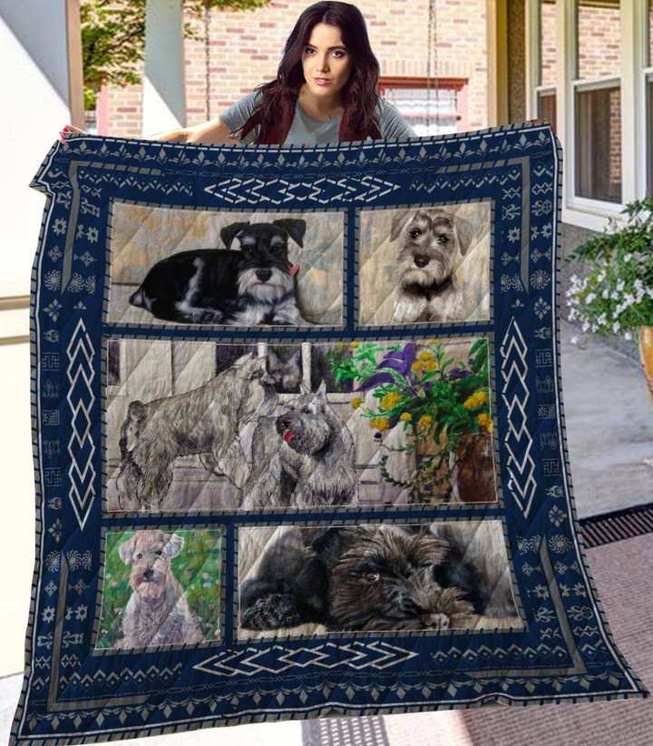 Miniature Schnauzer 3D Customized Quilt Blanket Size Single, Twin, Full, Queen, King, Super King  