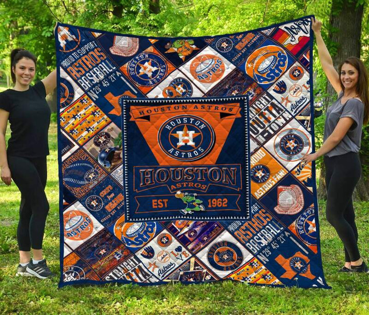 Houston Astros 3D Customized Quilt Blanket Size Single, Twin, Full, Queen, King, Super King   , MLB Quilt Blanket